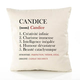 Housse de Coussin Premium Candice Définition - Coton Canvas Fairtrade Beige Idée Cadeau Décoration Canapé