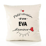 Housse de Coussin Premium Eva d'amour - Coton Canvas Fairtrade Beige Idée Cadeau Décoration Canapé 40x40
