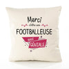 Housse de Coussin Premium Merci Footballeuse Géniale - Coton Canvas Fairtrade Beige Idée Cadeau Décoration Canapé