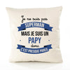 Housse de Coussin Premium Papy superhomme - Coton Canvas Fairtrade Beige Idée Cadeau Décoration Canapé