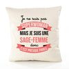 Housse de Coussin Premium Sage-Femme Superwomen - Coton Canvas Fairtrade Beige Idée Cadeau Décoration Canapé