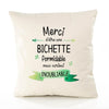 Housse de Coussin Premium Merci Bichette Inoubliable Femme - Coton Canvas Fairtrade Beige Idée Cadeau Décoration Canapé