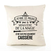 Housse de Coussin Premium caissière Grand cru - Coton Canvas Fairtrade Beige Idée Cadeau Décoration Canapé