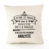 Housse de Coussin Premium analyste Ministère Magie Homme - Coton Canvas Fairtrade Beige Idée Cadeau Décoration Canapé