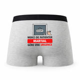 Caleçon Patienter Martial gère Une Urgence - Humour Boxer Gris Idée Cadeau
