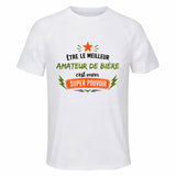 Maillot de Sport Homme Meilleur Amateur de Biere Super Pouvoir Cadeau Anniversaire Noël Fête des Pères T-Shirt Respirant Polyester
