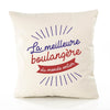 Housse de Coussin Premium boulangère Meilleure Monde - Coton Canvas Fairtrade Beige Idée Cadeau Décoration Canapé