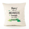 Housse de Coussin Premium Merci Archiviste Inoubliable Femme - Coton Canvas Fairtrade Beige Idée Cadeau Décoration Canapé