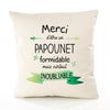 Housse de Coussin Premium Merci Papounet Inoubliable - Coton Canvas Fairtrade Beige Idée Cadeau Décoration Canapé