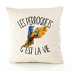 Housse de Coussin Premium Perroquet - Coton Canvas Fairtrade Beige Idée Cadeau Décoration Canapé