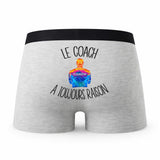 Caleçon Coach - Humour Boxer Gris Passion Idée Cadeau