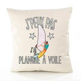 Housse de Coussin Premium Planche a Voile Version Blanc - Coton Canvas Fairtrade Beige Idée Cadeau Décoration Canapé