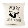 Housse de Coussin Premium Saut à la Perche Version Blanc - Coton Canvas Fairtrade Beige Idée Cadeau Décoration Canapé