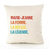 Housse de Coussin Premium Marie-Jeanne la Déesse la Légende Vintage - Coton Canvas Fairtrade Beige Idée Cadeau Décoration Canapé