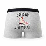Caleçon Patinage - Humour Boxer Gris Idée Cadeau Passion