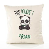 Housse de Coussin Premium Yoan Pas Touche Panda - Coton Canvas Fairtrade Beige Idée Cadeau Décoration Canapé 40x40
