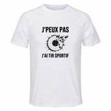Maillot de Sport Homme Tir Sportif J'peux Pas - T-Shirt Respirant Polyester Manches Courtes - Cadeau Sportif Anniversaire Noël Fête des Pères