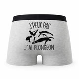 Caleçon Plongeon - Humour Boxer Gris Idée Cadeau Passion