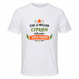Maillot de Sport Homme Meilleur Cyprien Super Pouvoir Cadeau Anniversaire Noël Fête des Pères T-Shirt Respirant Polyester