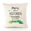 Housse de Coussin Premium Merci Historien Inoubliable - Coton Canvas Fairtrade Beige Idée Cadeau Décoration Canapé