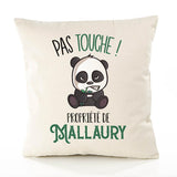 Housse de Coussin Premium Mallaury Pas Touche Panda - Coton Canvas Fairtrade Beige Idée Cadeau Décoration Canapé 40x40
