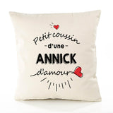 Housse de Coussin Premium Annick d'amour - Coton Canvas Fairtrade Beige Idée Cadeau Décoration Canapé 40x40