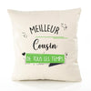 Housse de Coussin Premium Meilleur Cousin de Tous Les Temps 2 - Coton Canvas Fairtrade Beige Idée Cadeau Décoration Canapé