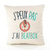 Housse de Coussin Premium Beatbox Version Blanc - Coton Canvas Fairtrade Beige Idée Cadeau Décoration Canapé
