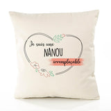Housse de Coussin Premium Nanou irremplaçable - Coton Canvas Fairtrade Beige Idée Cadeau Décoration Canapé