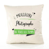 Housse de Coussin Premium Photographe Meilleure Temps Femme - Coton Canvas Fairtrade Beige Idée Cadeau Décoration Canapé