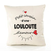 Housse de Coussin Premium Louloute d'amour - Coton Canvas Fairtrade Beige Idée Cadeau Décoration Canapé 40x40