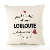 Housse de Coussin Premium Louloute d'amour - Coton Canvas Fairtrade Beige Idée Cadeau Décoration Canapé 40x40
