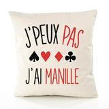 Housse de Coussin Premium Manille Version Blanc - Coton Canvas Fairtrade Beige Idée Cadeau Décoration Canapé