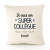 Housse de Coussin Premium Ismael Un Super Collègue - Coton Canvas Fairtrade Beige Idée Cadeau Décoration Canapé 40x40