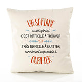Housse de Coussin Premium Un Sofiane Aussi génial - Coton Canvas Fairtrade Beige Idée Cadeau Décoration Canapé