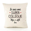 Housse de Coussin Premium Iris Une Super Collègue - Coton Canvas Fairtrade Beige Idée Cadeau Décoration Canapé 40x40