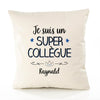 Housse de Coussin Premium Raynald Un Super Collègue - Coton Canvas Fairtrade Beige Idée Cadeau Décoration Canapé