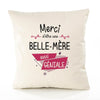 Housse de Coussin Premium Merci Belle-Mère Géniale - Coton Canvas Fairtrade Beige Idée Cadeau Décoration Canapé