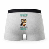 Caleçon Emmanuelle la Plus Chouette - Humour Boxer Gris Idée Cadeau