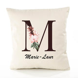 Housse de Coussin Premium Marie-Laure Lettre - Coton Canvas Fairtrade Beige Idée Cadeau Décoration Canapé