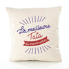 Housse de Coussin Premium Tata Meilleure du Monde Entier Meilleure Monde - Coton Canvas Fairtrade Beige Idée Cadeau Décoration Canapé