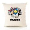 Housse de Coussin Premium Super Policier - Coton Canvas Fairtrade Beige Idée Cadeau Décoration Canapé