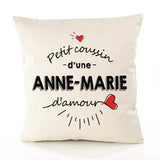 Housse de Coussin Premium Anne-Marie d'amour - Coton Canvas Fairtrade Beige Idée Cadeau Décoration Canapé 40x40