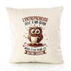 Housse de Coussin Premium L'Entrepreneuse Chouette Grain - Coton Canvas Fairtrade Beige Idée Cadeau Décoration Canapé 40x40