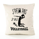 Housse de Coussin Premium Volleyball Version Blanc - Coton Canvas Fairtrade Beige Idée Cadeau Décoration Canapé