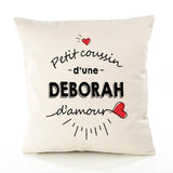 Housse de Coussin Premium Deborah d'amour - Coton Canvas Fairtrade Beige Idée Cadeau Décoration Canapé 40x40