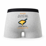 Caleçon Hugues Courir après la Raclette - Humour Boxer Gris Idée Cadeau