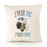 Housse de Coussin Premium Corse Version Blanc - Coton Canvas Fairtrade Beige Idée Cadeau Décoration Canapé