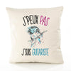 Housse de Coussin Premium Guitariste Femme Version Blanc - Coton Canvas Fairtrade Beige Idée Cadeau Décoration Canapé 40x40