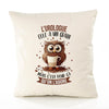 Housse de Coussin Premium L'Urologue Chouette Grain - Coton Canvas Fairtrade Beige Idée Cadeau Décoration Canapé 40x40